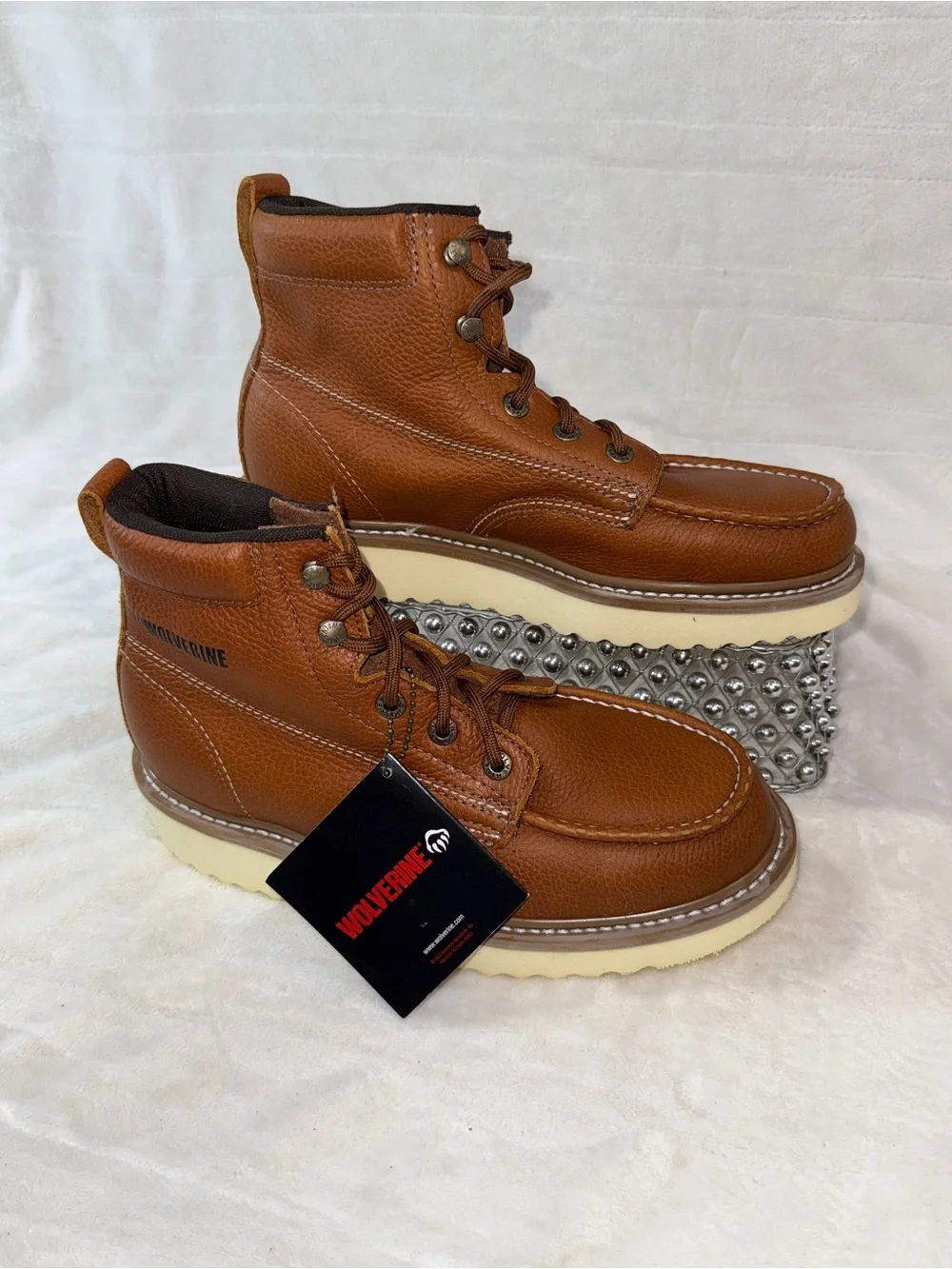 Men's Brown Leather 6” Work Boots - Size 7.5 women’s 8.5